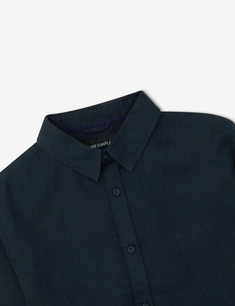 Simple | Men’s Linen long sleeve shirt | Navy - Suzie Anderson Home