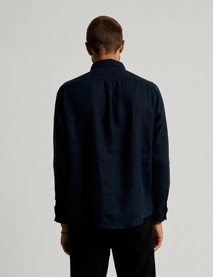 Simple | Men’s Linen long sleeve shirt | Navy - Suzie Anderson Home