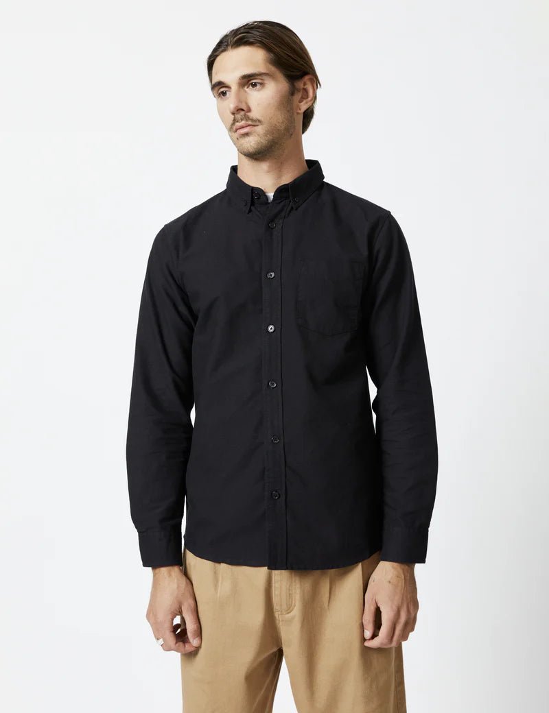 Simple | Men’s Oxford Long Sleeve Shirt | Black - Suzie Anderson Home