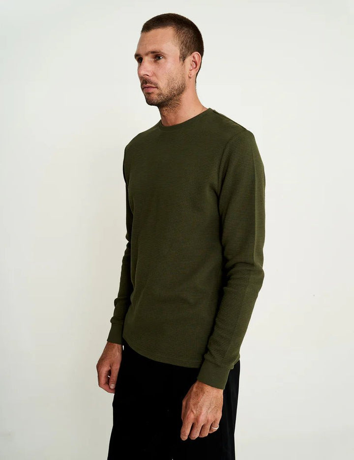 Simple | Men’s Smith Long Sleeve Waffle | Fatigue - Suzie Anderson Home