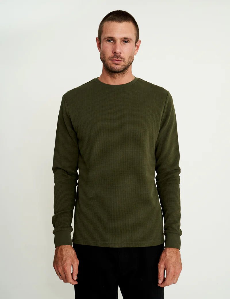 Simple | Men’s Smith Long Sleeve Waffle | Fatigue - Suzie Anderson Home
