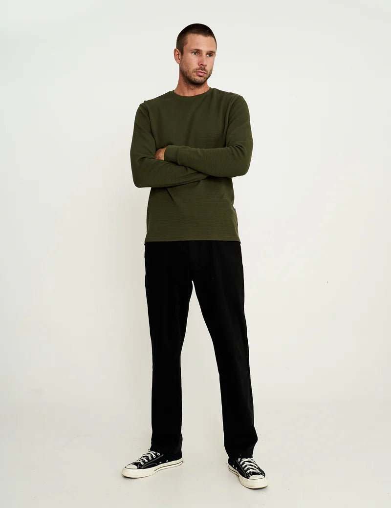 Simple | Men’s Smith Long Sleeve Waffle | Fatigue - Suzie Anderson Home