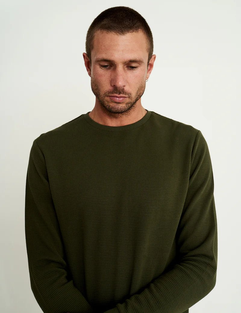 Simple | Men’s Smith Long Sleeve Waffle | Fatigue - Suzie Anderson Home