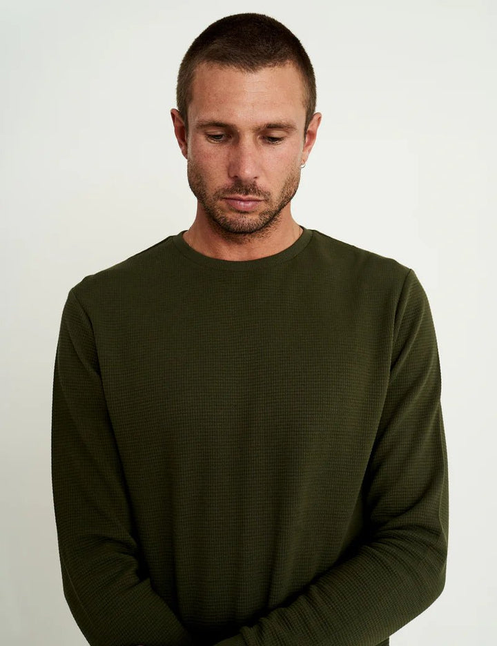 Simple | Men’s Smith Long Sleeve Waffle | Fatigue - Suzie Anderson Home