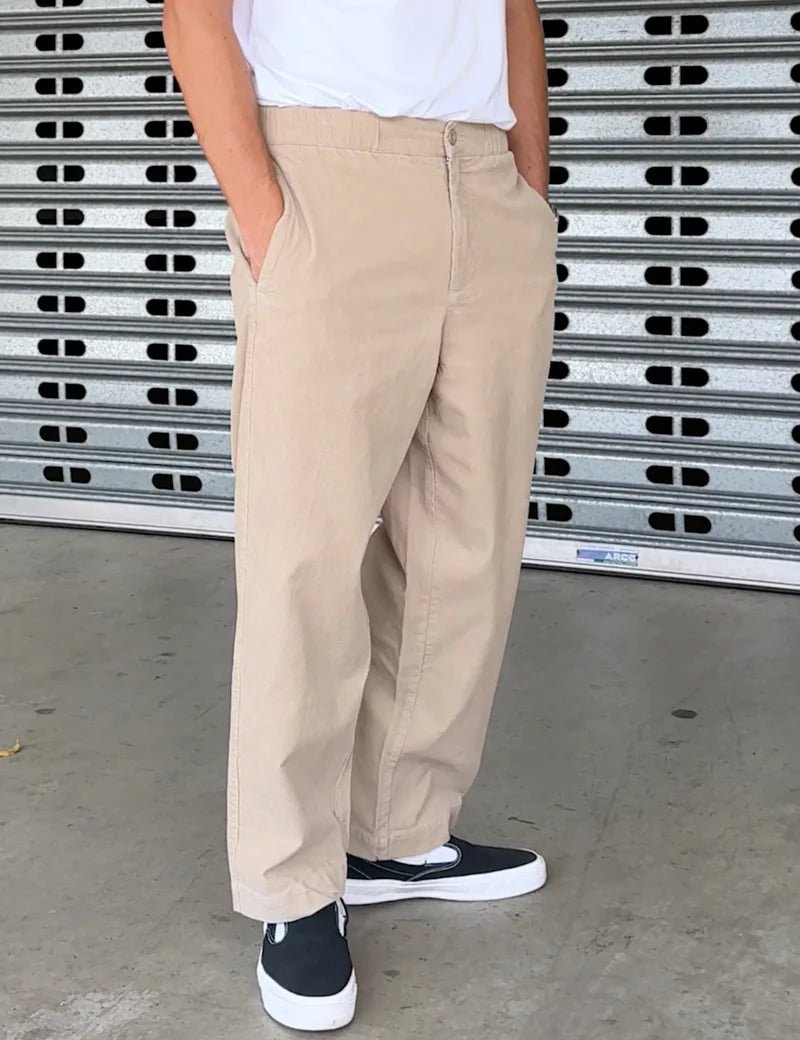 Simple | North Cord Pant | Elastic Wide Leg | Stone - Suzie Anderson Home