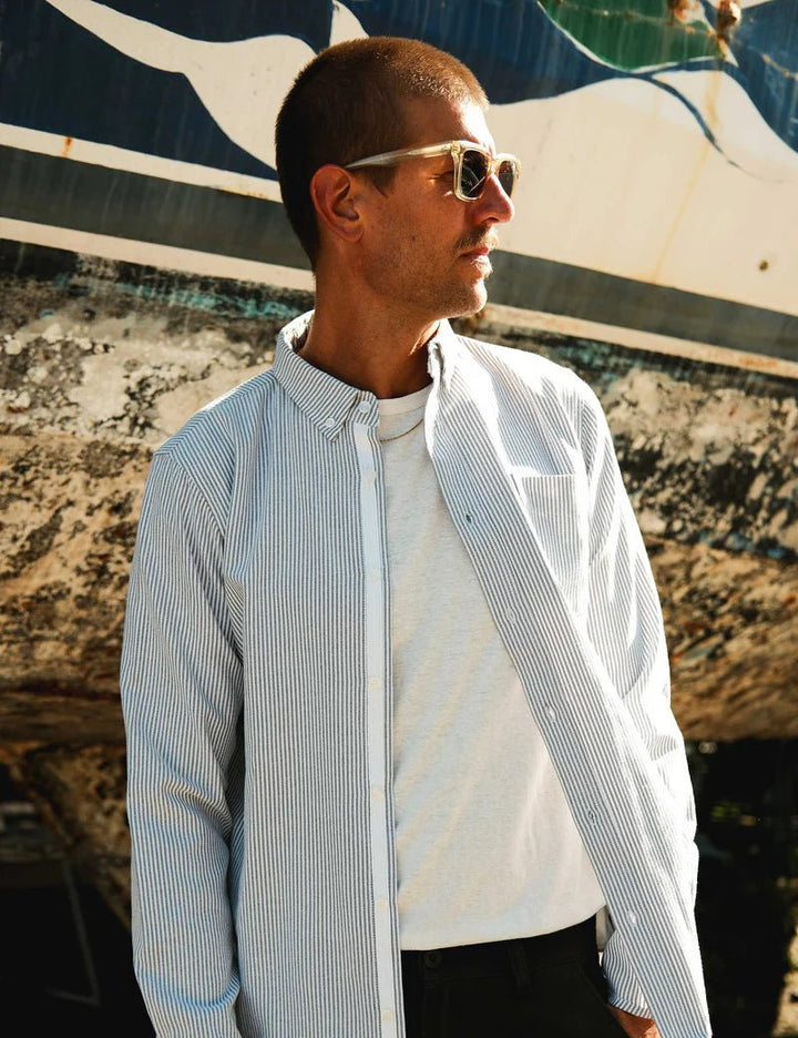 Simple | Oxford Long Sleeve Shirt | White Stripe - Suzie Anderson Home