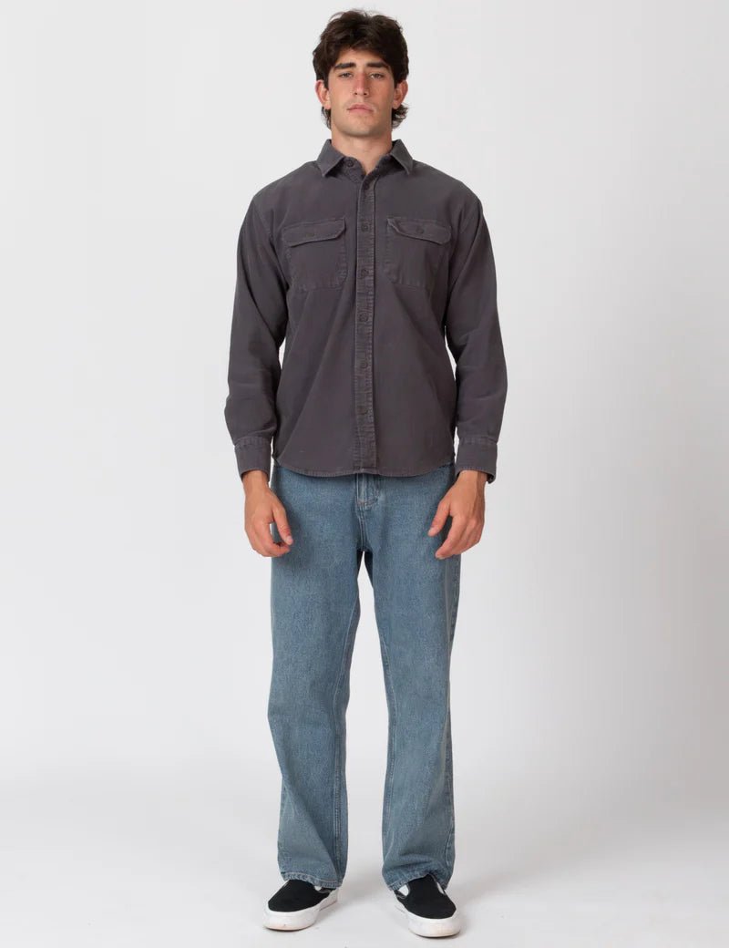 Simple | Sawyer Cord Long Sleeve Shirt | Fade Charcoal - Suzie Anderson Home