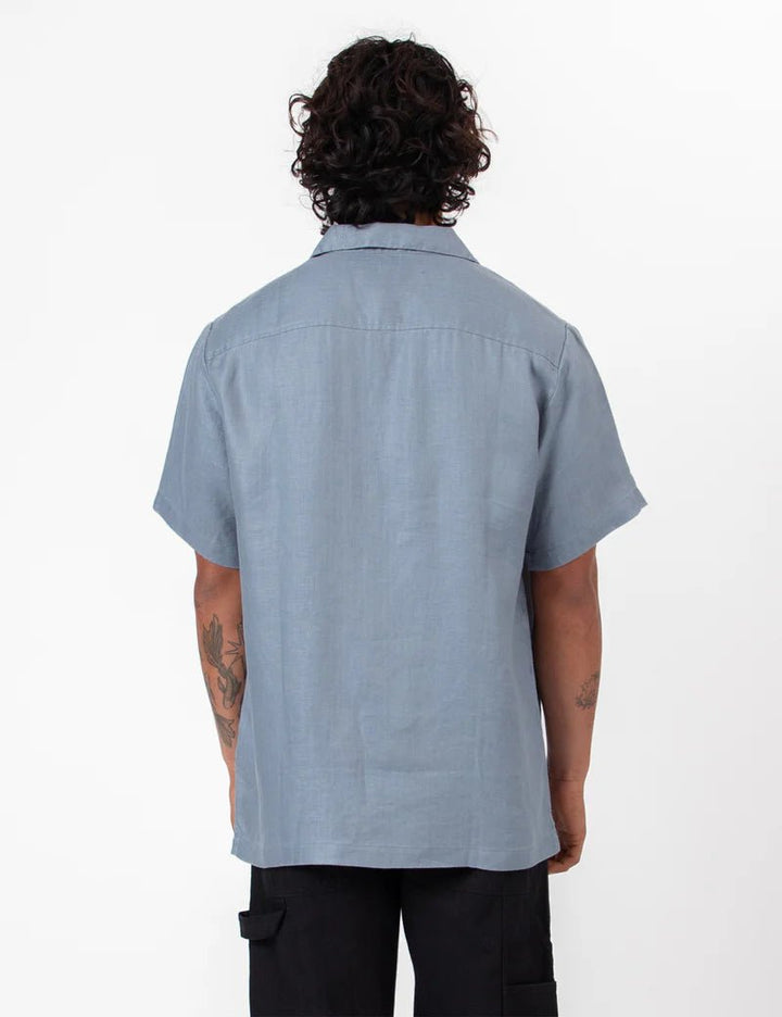 Simple | Shore Cuban Short Sleeve Shirt | Slate Blue - Suzie Anderson Home