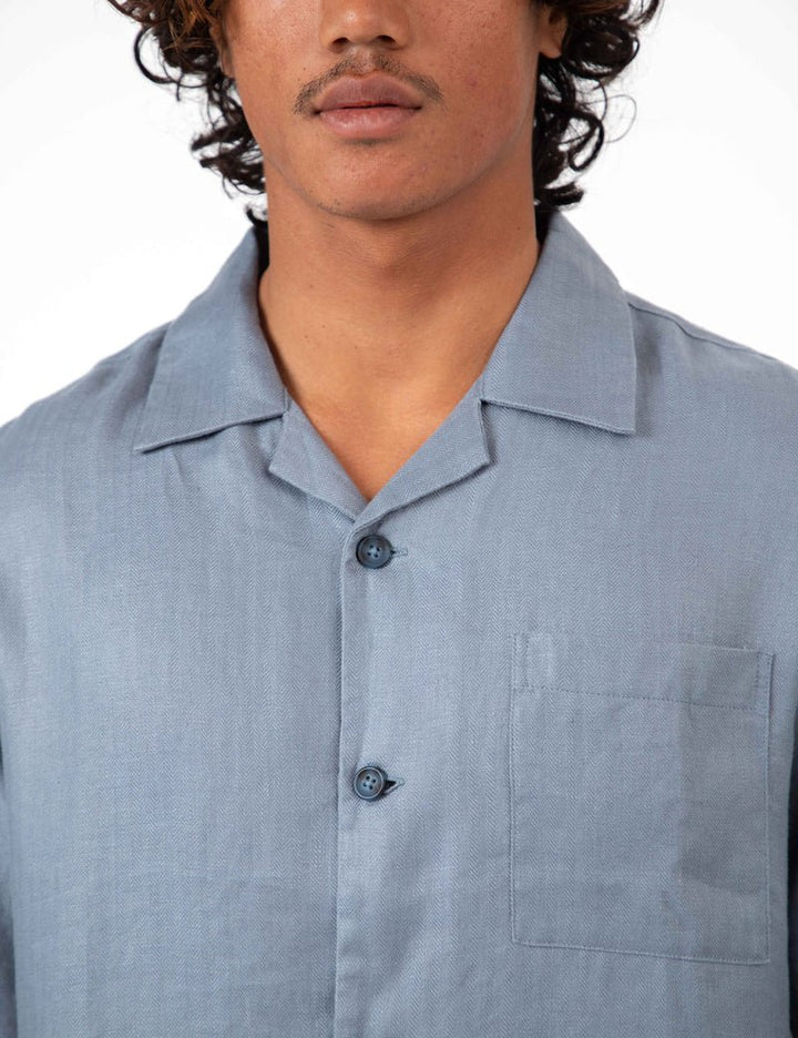Simple | Shore Cuban Short Sleeve Shirt | Slate Blue - Suzie Anderson Home