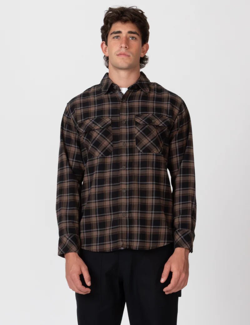 Simple | Trevor Flanelette Long Sleeve Shirt | Black Check - Suzie Anderson Home