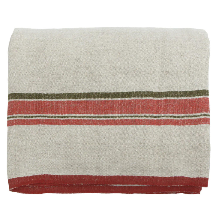 Red Selvedge Stripe Linen Tablecloth | 150x250cm