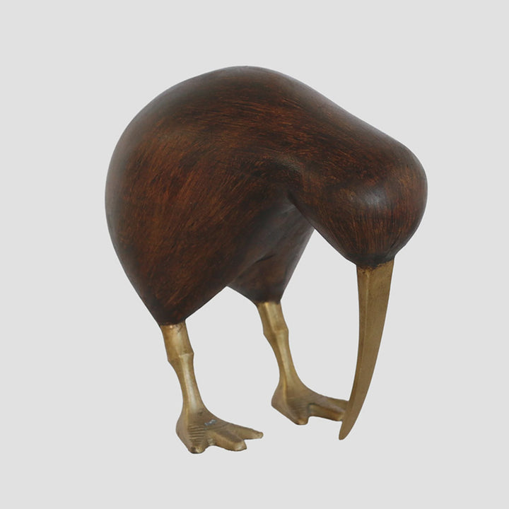 Wooden Kiwi | Brown with Brass Legs