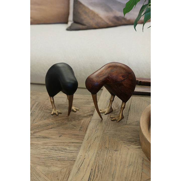 Wooden Kiwi | Black with Brass Legs