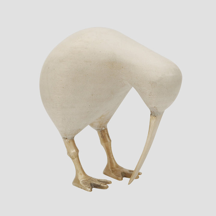 Wooden Kiwi | Whitewash with Brass Legs
