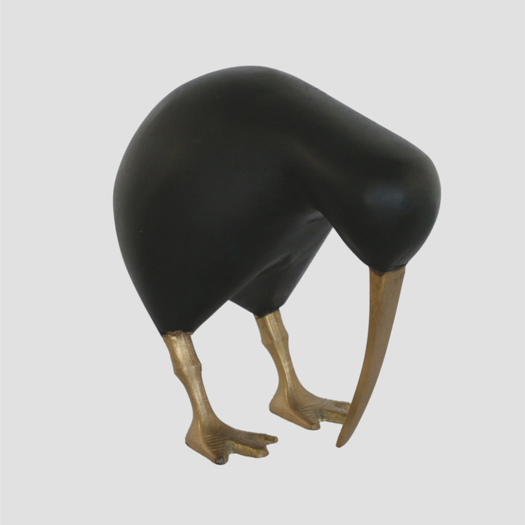 Wooden Kiwi | Black with Brass Legs