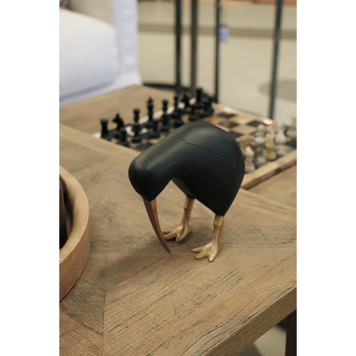 Wooden Kiwi | Black with Brass Legs