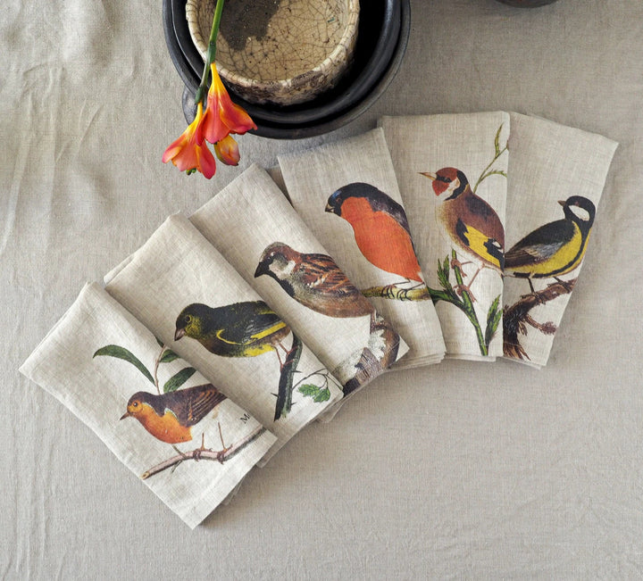 Small Birds | Linen Napkins | Set of 6 mixed - Suzie Anderson Home