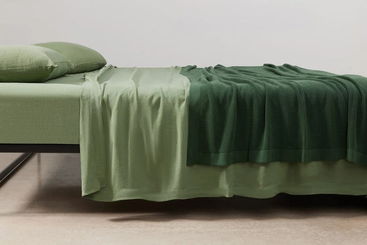 Bemboka Cotton Throw | Small Box Stitch | 130 x 200cm | Forest