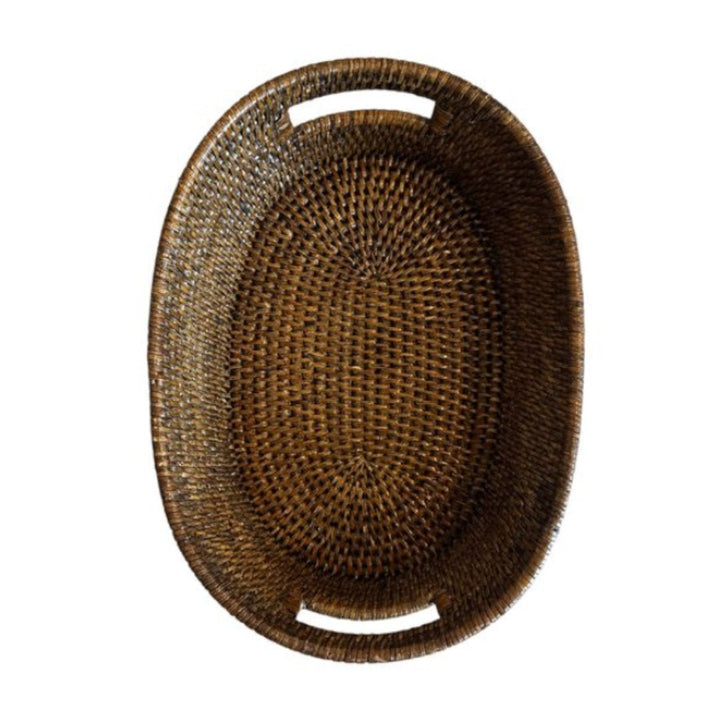 Small Oval Rattan Tray | Antique Brown - Suzie Anderson Home