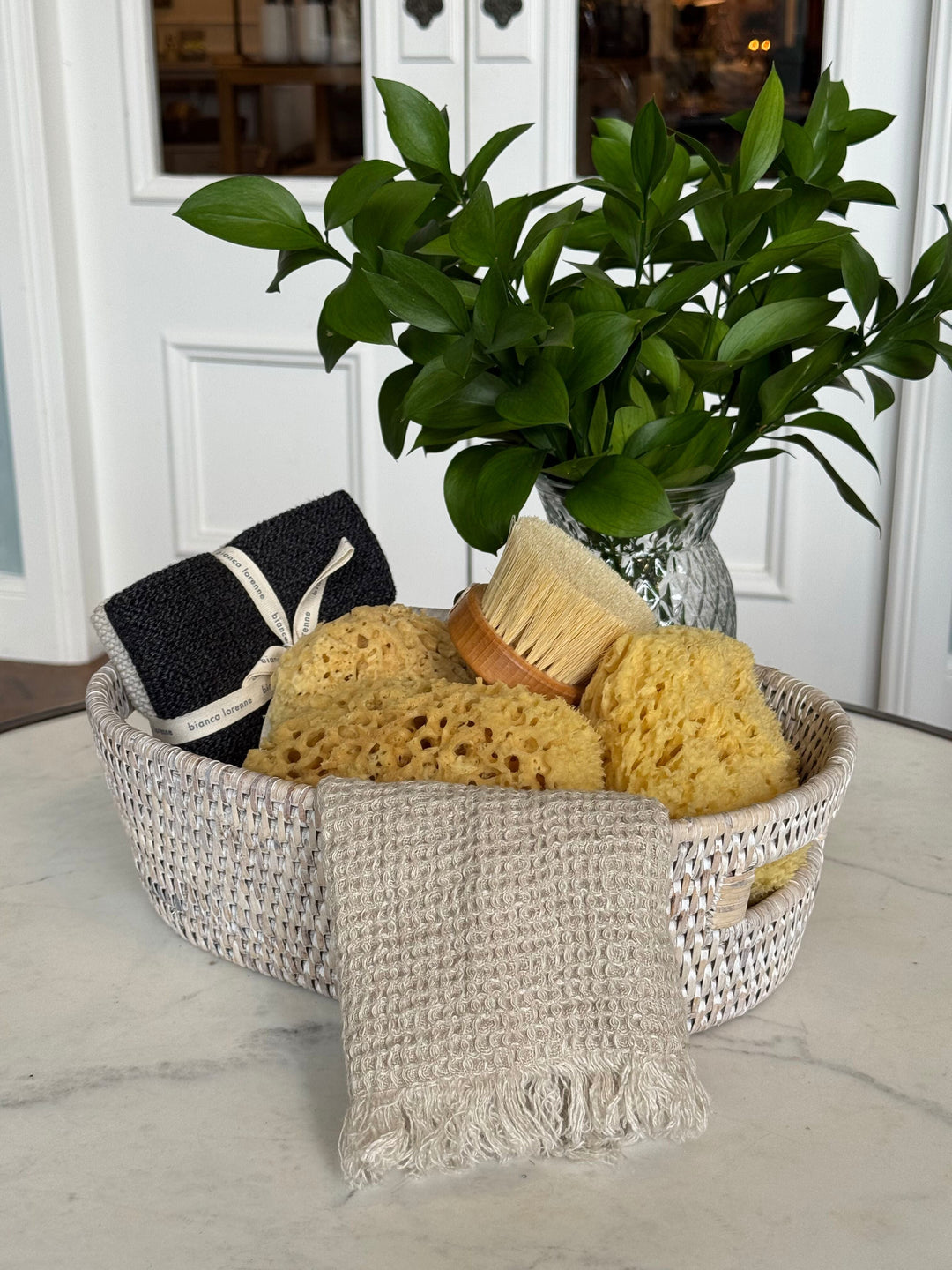 Small Oval Rattan Tray | White Wash - Suzie Anderson Home