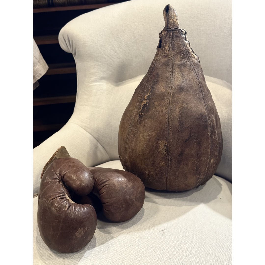 Small Vintage Leather Punching Bag | Sourced in Belgium - Suzie Anderson Home