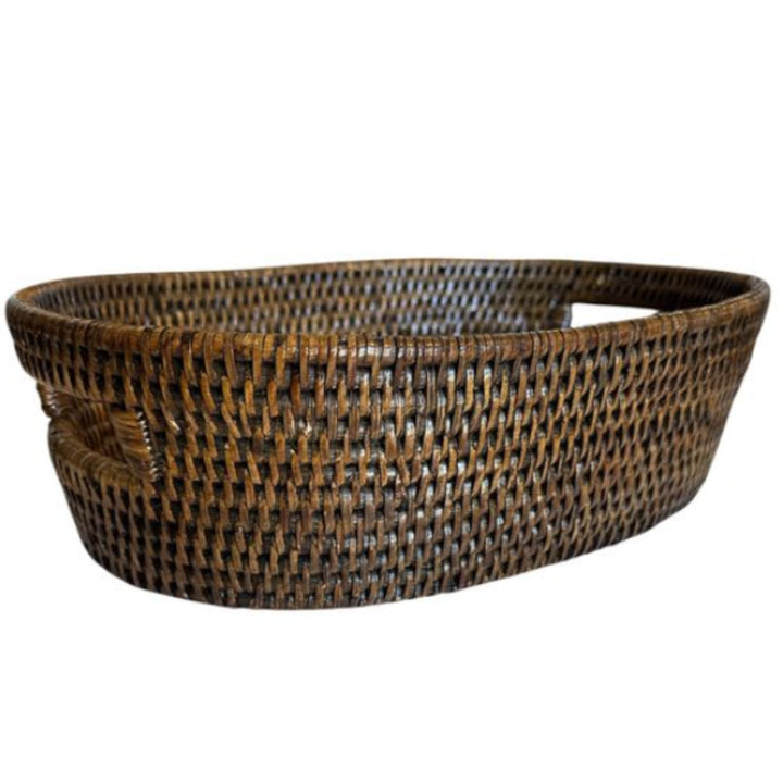 Small Oval Rattan Tray | Antique Brown