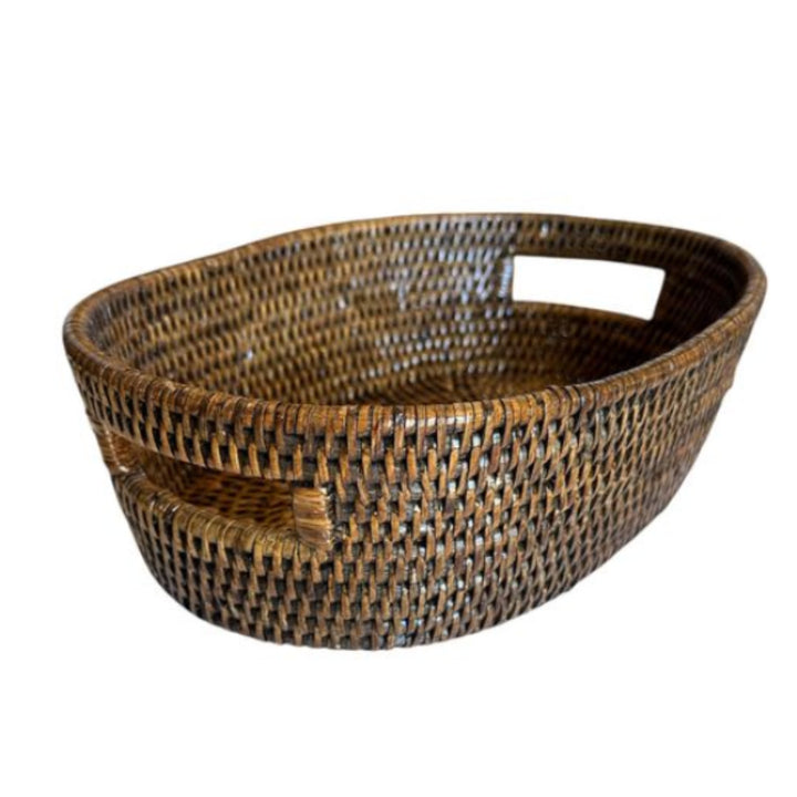 Small Oval Rattan Tray | Antique Brown