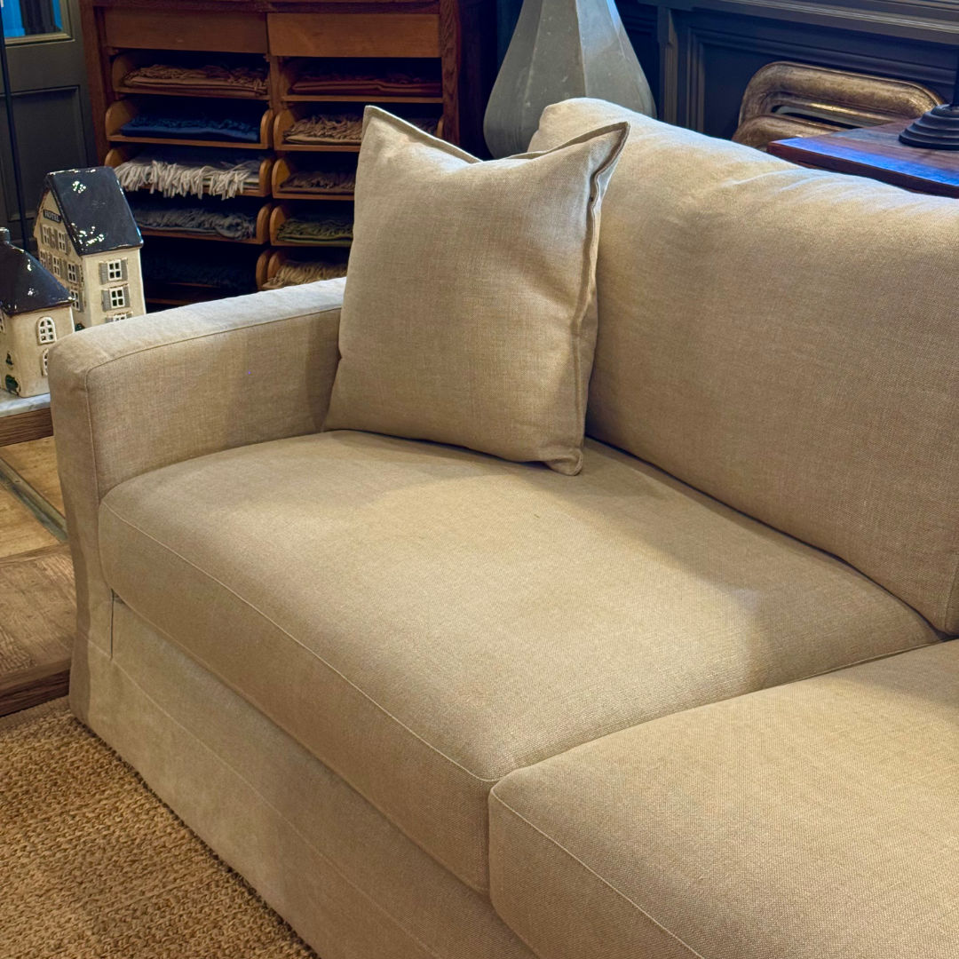 Herman 3 Seater Slipcover Sofa with Luxura Foam Seat | Warwick Haven Oatmeal | Includes Premium Delivery | 10 Year Warranty