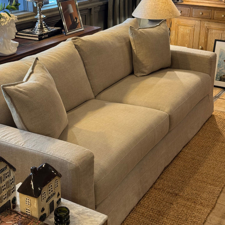 Herman 3 Seater Slipcover Sofa with Luxura Foam Seat | Warwick Haven Oatmeal | Includes Premium Delivery | 10 Year Warranty