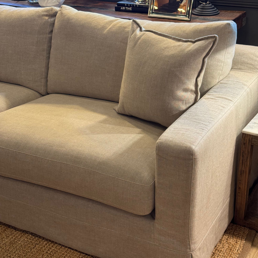Herman 3 Seater Slipcover Sofa with Luxura Foam Seat | Warwick Haven Oatmeal | Includes Premium Delivery | 10 Year Warranty