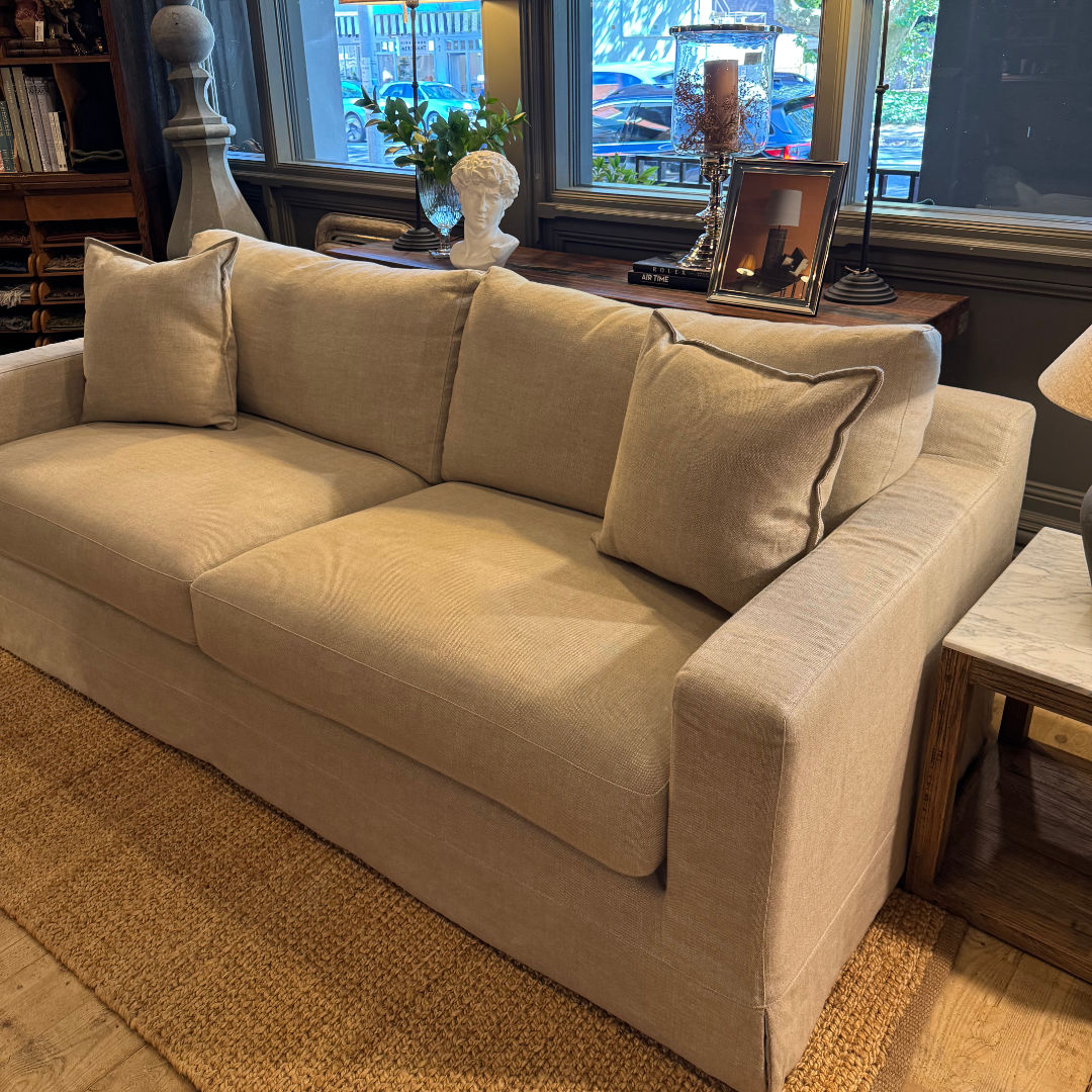 Herman 3 Seater Slipcover Sofa with Luxura Foam Seat | Warwick Haven Oatmeal | Includes Premium Delivery | 10 Year Warranty