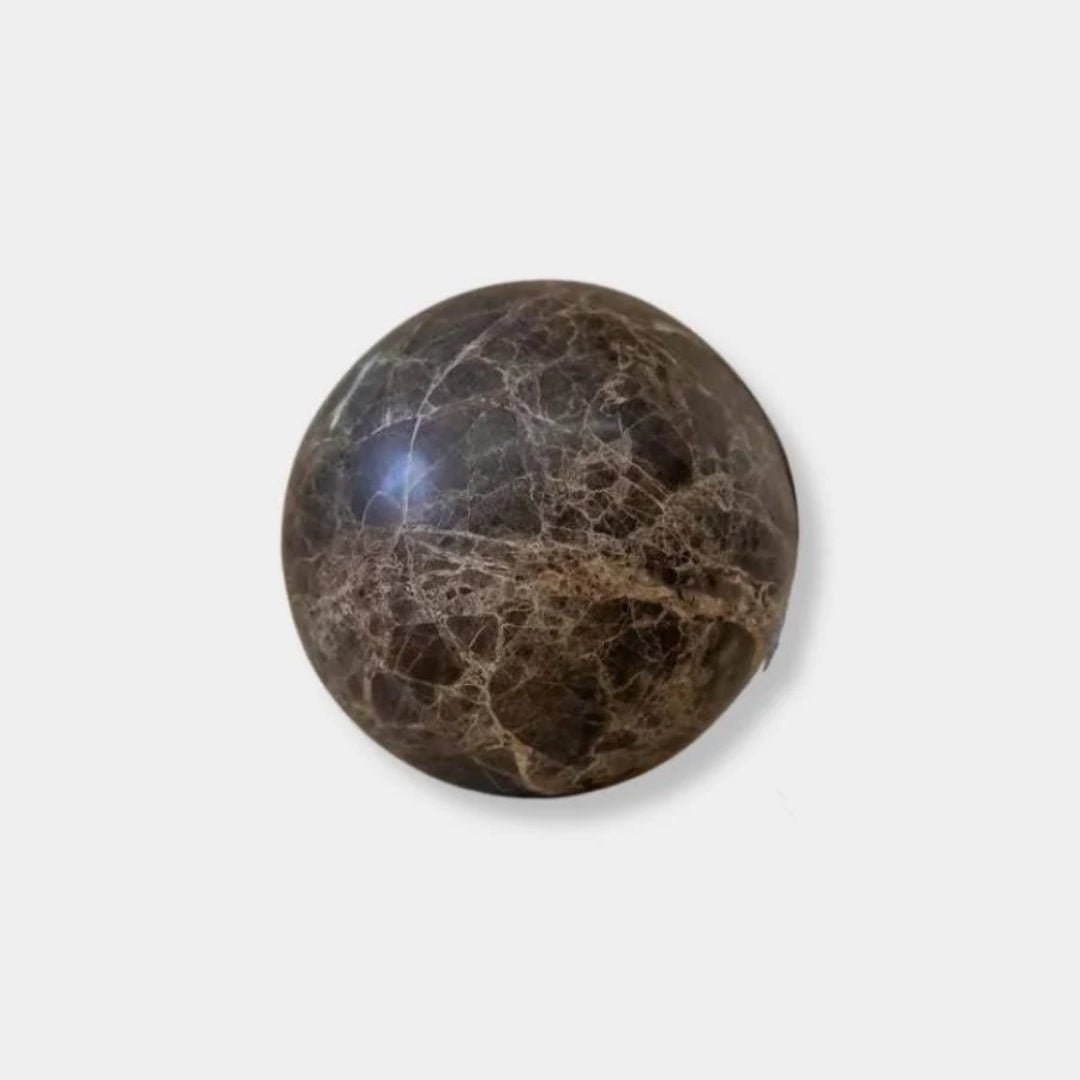 Sphere Marble Table Sculpture | Small | Brown Emperador | 7cm D - Suzie Anderson Home