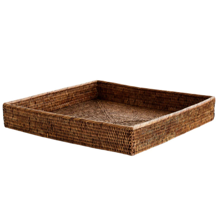 Square Rattan Tray | Antique