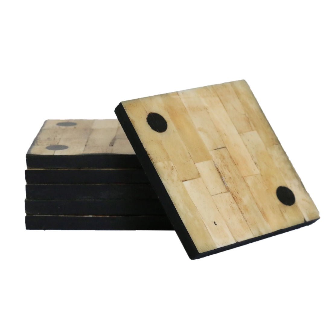 Square Domino Coaster Set of 6 | Antique Bone Finish - Suzie Anderson Home