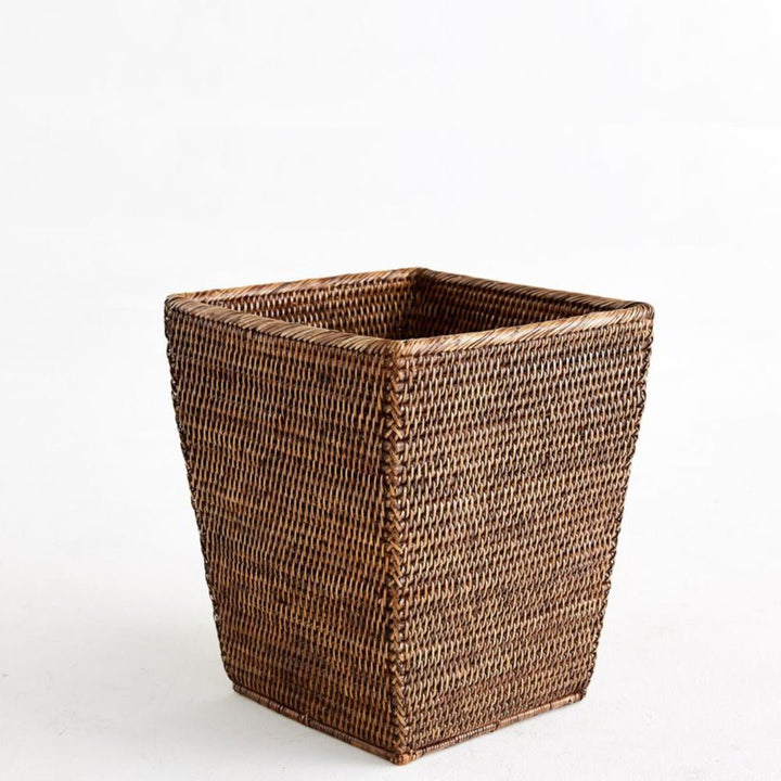 Square Rattan Bin | Antique Brown