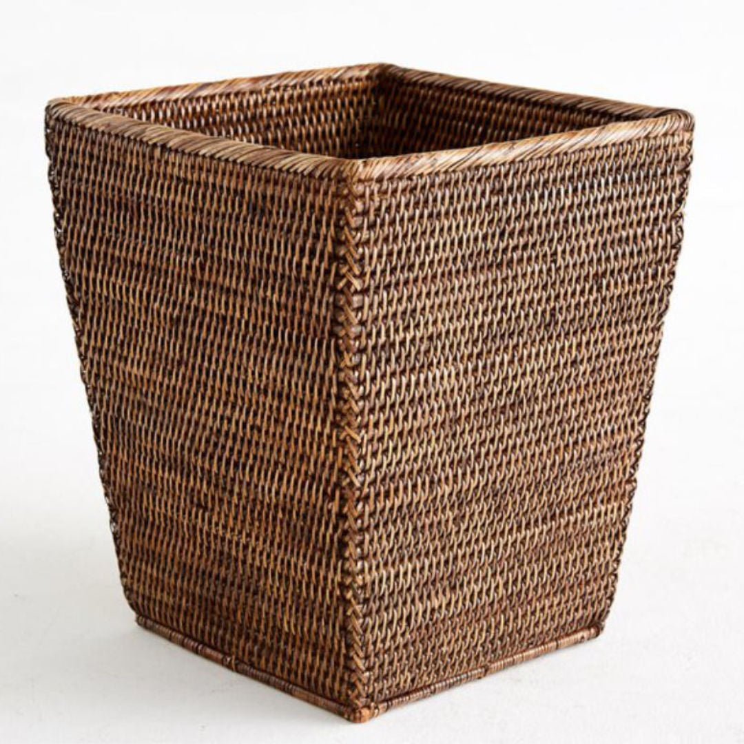 Square Rattan Bin | Antique Brown - Suzie Anderson Home