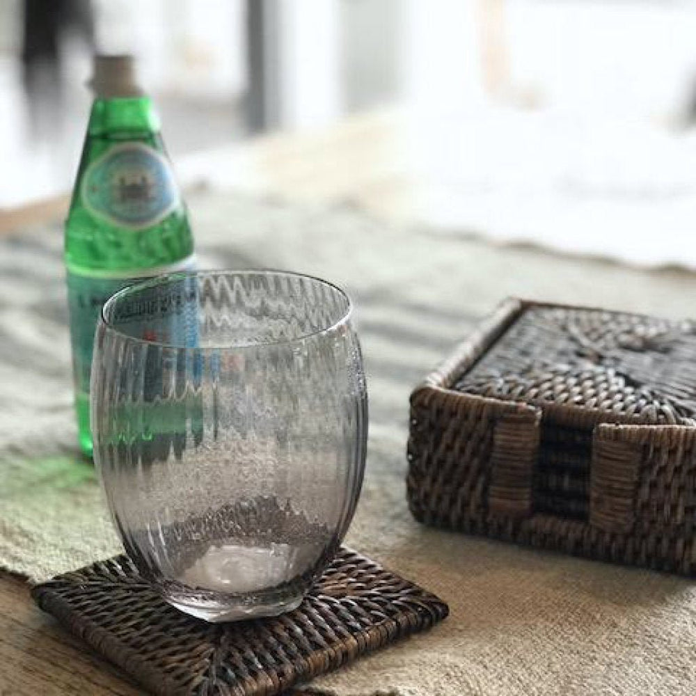 Square Rattan Coasters | Set of 6 | Antique Brown - Suzie Anderson Home