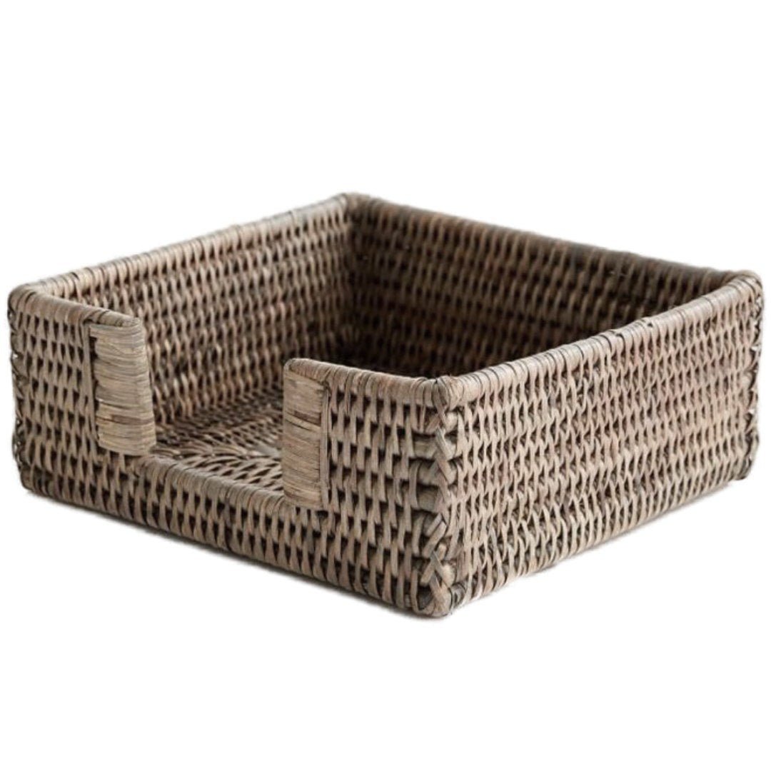 Square Rattan Napkin Holder | Old Grey - Suzie Anderson Home