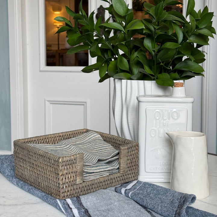 Square Rattan Napkin Holder | Old Grey - Suzie Anderson Home