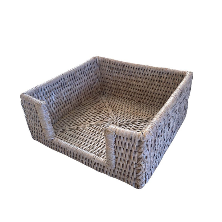 Square Rattan Napkin Holder | White Wash - Suzie Anderson Home