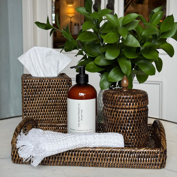 Square Rattan Tissue Box | Antique - Suzie Anderson Home