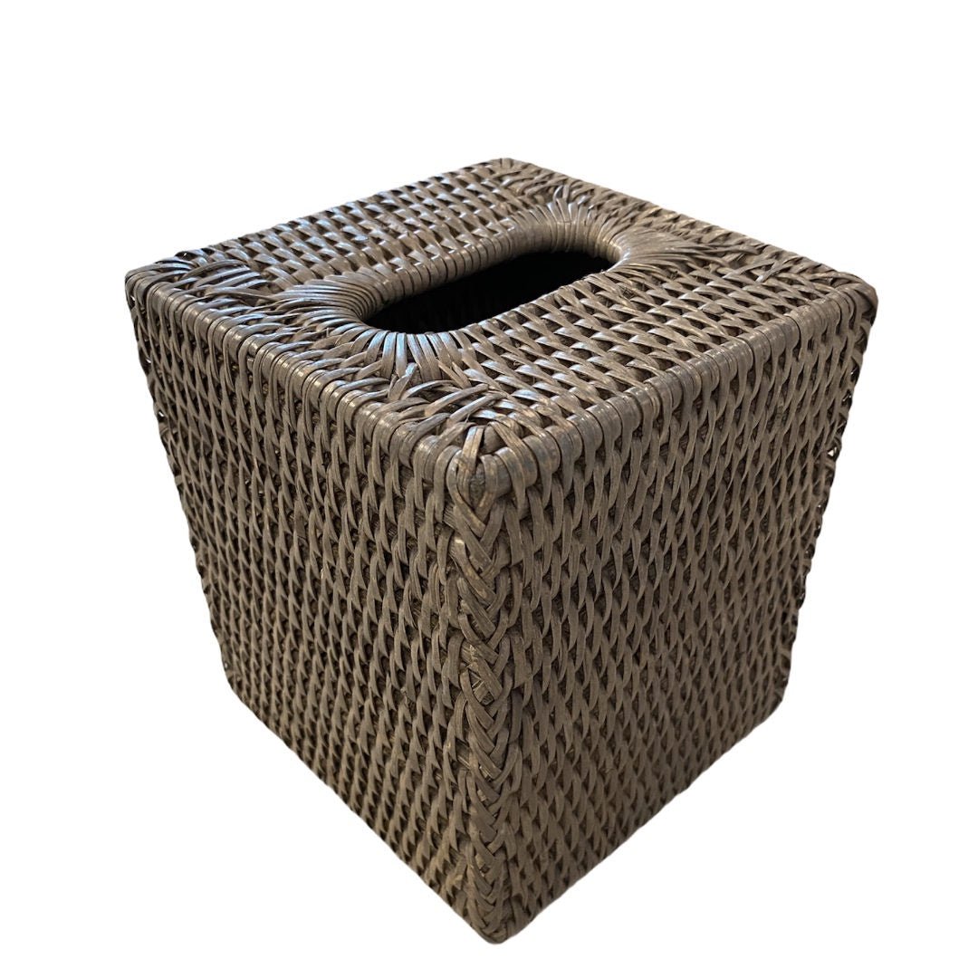 Square Rattan Tissue Box | Old Grey (OOS MAY 2026) - Suzie Anderson Home