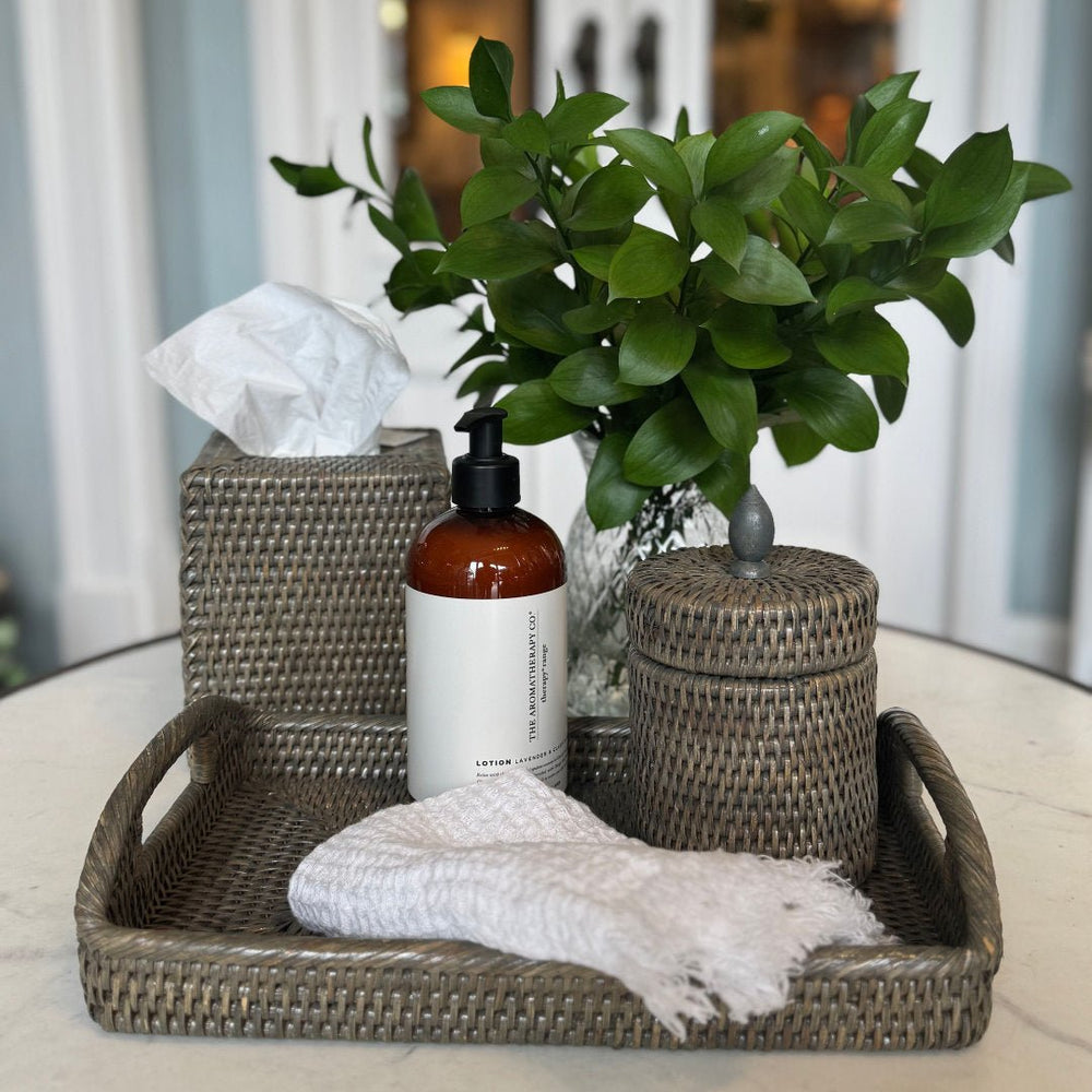 Square Rattan Tissue Box | Old Grey (OOS MAY 2026) - Suzie Anderson Home