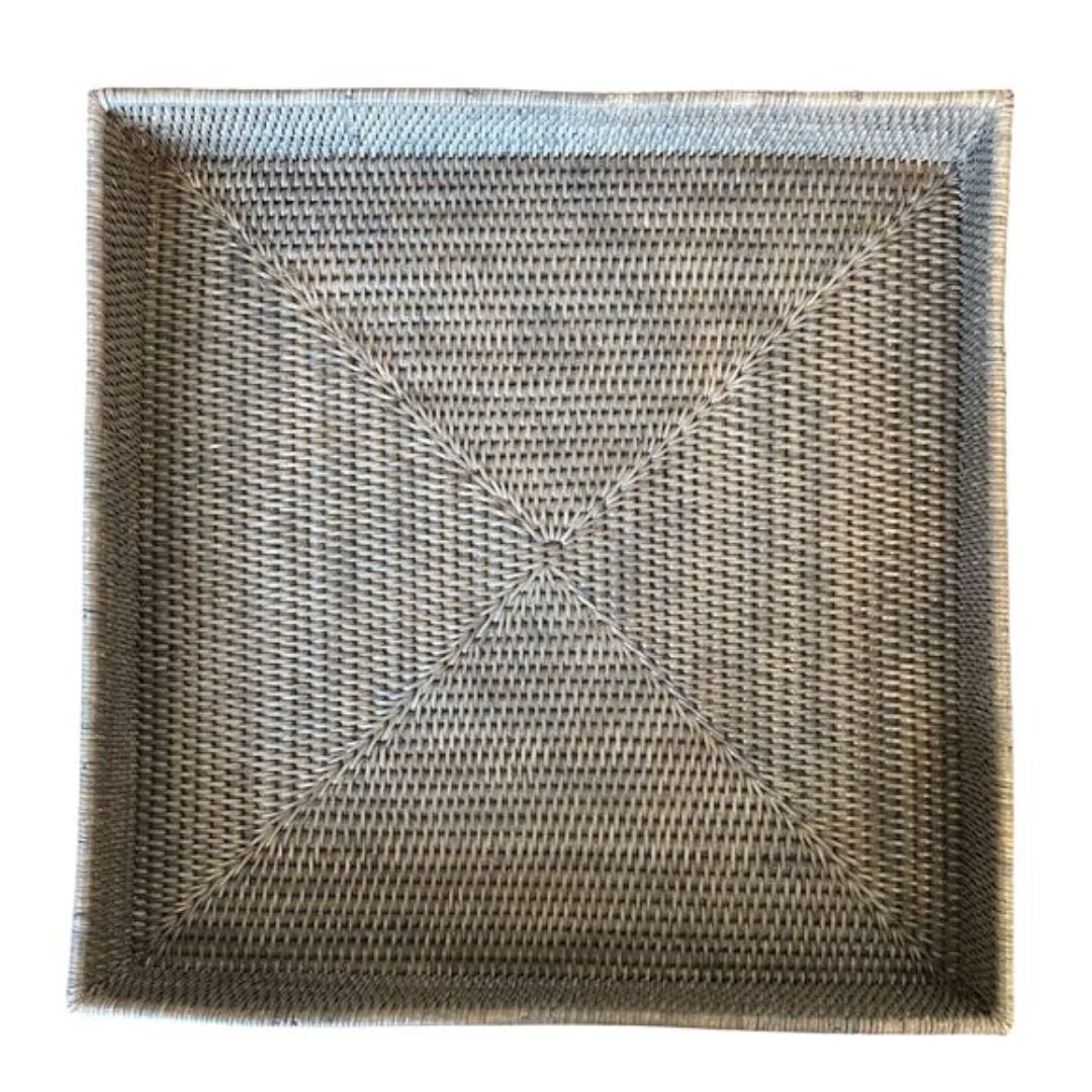 Square Rattan Tray | Old grey - Suzie Anderson Home