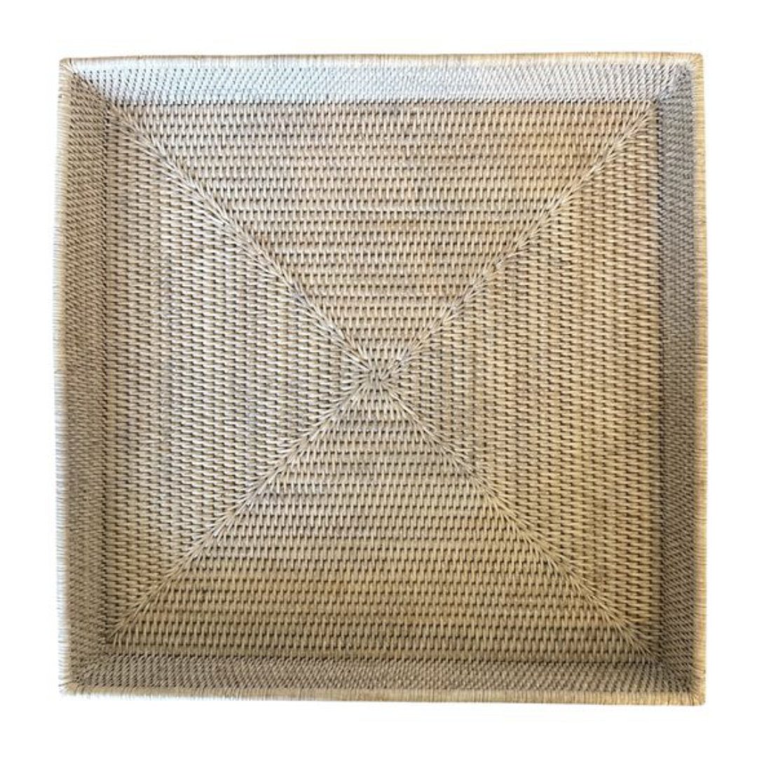 Square Rattan Tray | White Wash - Suzie Anderson Home
