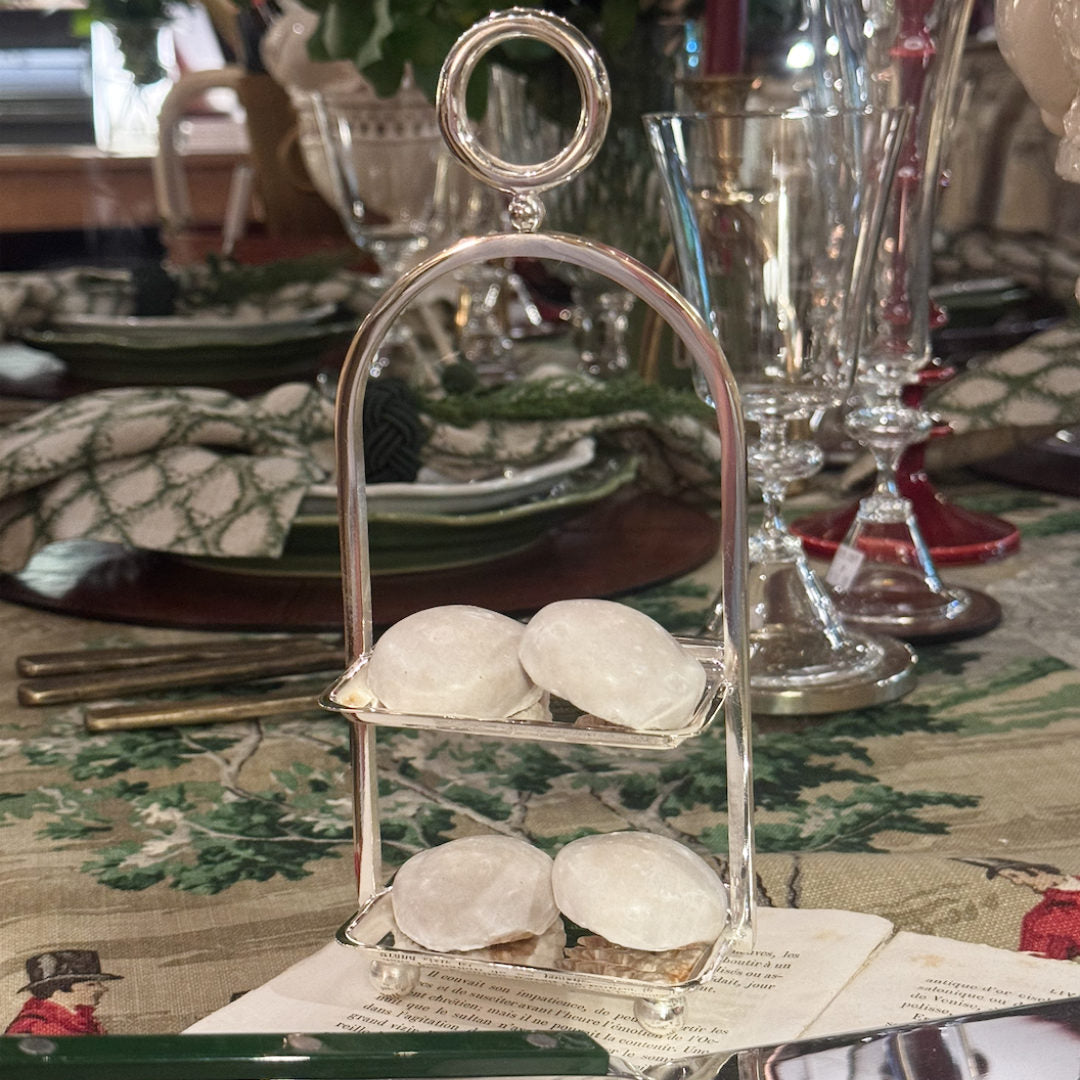 2 Layer Silver Cookie Stand | Hand Crafted in Turkey