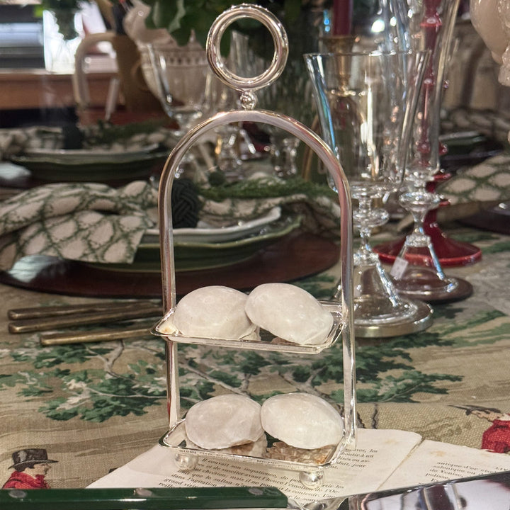 2 Layer Silver Cookie Stand | Hand Crafted in Turkey