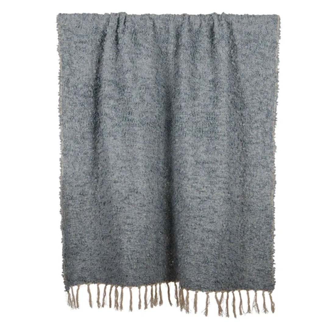 Blue Steel Cotton Blend Throw | 125 x 150cm