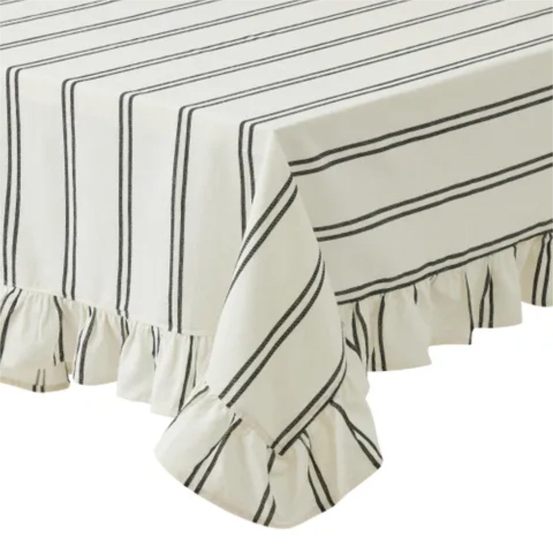 Sophie Cotton Tablecloth | Ivory/Black | 150x250cm