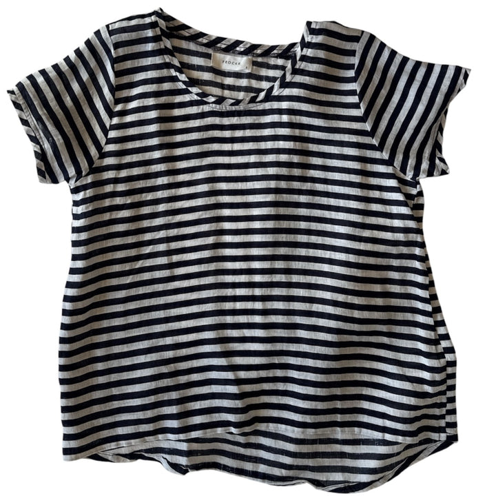 Frockk | Ellie Round Neck Top | Indigo/White